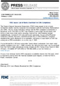 FDIC Issues List of Banks Examined for CRA Compliance