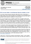 FDIC Announces Hotline for Small Businesses Regarding Availability of Credit