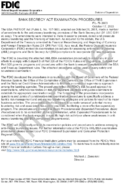 BANK SECRECY ACT EXAMINATION PROCEDURES New Examination Procedures for Assessing AntiMoney Laundering Programs and Bank Secrecy Act Compliance