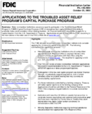 Applications to the Troubled Asset Relief Programs Capital Purchase Program