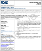 Regulatory Capital Rules Final Rule on RiskBased Capital Standards Market Risk