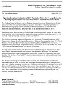 Agencies Complete Evaluation of 2017 Resolution Plans for 14 Large Domestic Banking Organizations and Issue Expectations for 2019 Resolution Plans