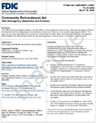 Community Reinvestment Act New Interagency Questions and Answers
