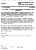 Joint ReleaseAgencies Invite Comment on Updates to Resolution Plan Guidance for Large Foreign Banks