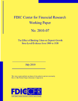 The Effect of Banking Crises on Deposit Growth StateLevel Evidence from 1900 to 1930