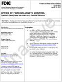 Office of Foreign Assets Control Specially Designated Nationals and Blocked Persons