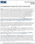 Consolidated Reports of Condition and Income for First Quarter 2020