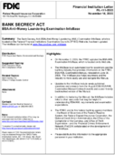 Bank Secrecy Act BSAAntiMoney Laundering Examination InfoBase