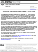 FDIC to Hold 8thAnnual Consumer Research Symposium in Arlington Virginia