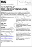 Regulatory Relief Guidance to Help Financial Institutions and to Facilitate Recovery in Areas of Florida Affected by Severe Storms Tornadoes and Flooding