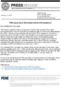 FDIC Issues List of Banks Examined for CRA Compliance