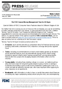 The FDIC Issues MoneyManagement Tips for All Ages Special Edition of FDIC Consumer News Features Ideas for Different Stages of Life
