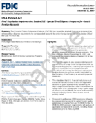 USA Patriot Act Final Regulation Implementing Section 312  Special Due Diligence Programs for Certain Foreign Accounts