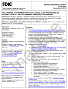 FDIC Updates Affordable Mortgage Lending Guide Information on Federal Agencies and Government Sponsored Enterprises