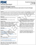 Subprime Mortgage Products Interagency Proposed Illustrations of Consumer Information for Subprime Mortgage Lending