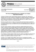 FDIC Places SixMonth Moratorium on Industrial Loan Company Applications and Notices