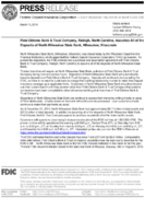 FirstCitizens Bank  Trust Company Raleigh North Carolina Assumes All of the Deposits of North Milwaukee State Bank Milwaukee Wisconsin