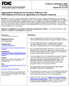 Supplemental Questions and Answers Related to the FDIC Statement of Policy on Applications for Deposit Insurance