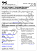 Deposit Insurance Coverage Seminars Free Nationwide Seminars for Bank Officers and Employees