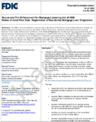 Notice of Joint Final Rule Registration of Residential Mortgage Loan Originators