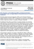 FDIC Announces Launch of Milwaukee Alliance for Economic Inclusion to Increase Bank Access and Expand Delivery of Financial Services and Products to Underserved