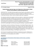 Joint ReleaseFederal Banking Agencies Issue Joint Statement on Enforcement of Bank Secrecy ActAntiMoney Laundering Requirements