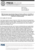 FDIC Announces Appointment of Segundo Pereira as Director of the Office of Minority and Women Inclusion and Departure of Andrew Gray Deputy to the Chairman for Communications