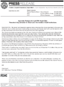 Joint ReleaseAgencies Release Annual CRA AssetSize Threshold Adjustments for Small and Intermediate Small Institutions