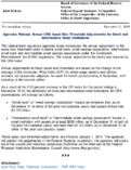 Joint ReleaseAgencies Release Annual CRA AssetSize Threshold Adjustments for Small and Intermediate Small Institutions