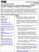 Seeking Comment on a Publication Entitled Applying for Deposit Insurance  A Handbook for Organizers of De Novo Institutions