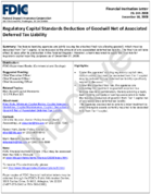 Regulatory Capital Standards Deduction of Goodwill Net of Associated Deferred Tax Liability