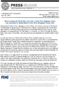 Banco Popular de Puerto Rico San Juan Puerto Rico Assumes All of the Deposits of Westernbank Puerto Rico Mayaguez Puerto Rico