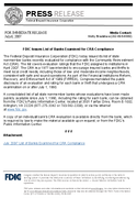FDIC Issues List of Banks Examined for CRA Compliance