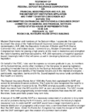 FDIC view on House of Representatives Bill HR 268 The Depository Institution Affiliation and Thrift Charter Conversion Act and  Financial Modernization