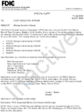 Special Alert Missing Cashiers Checks