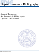 Deposit Insurance An Annotated Bibliography Update 20002003