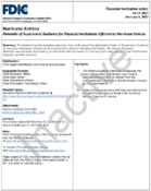 Hurricane Katrina Reminder of Supervisory Guidance for Financial Institutions Affected by Hurricane Katrina