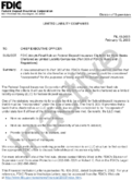 LIMITED LIABILITY COMPANIES FDIC Adopts Final Rule on Federal Deposit Insurance Eligibility for State Banks Chartered as Limited Liability Companies Part 303 of FDICs Rules and Regulations