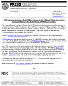 FDIC Cautions Customers That FDIConnectcom Is Not Affiliated With a Government Agency and Should Not Be Confused With FDICconnectgov