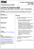 First Quarter 2005 Edition of the FDICs Letter to Stakeholders