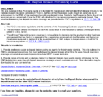 FDIC Deposit Brokers Processing Guide July 2001 Edition