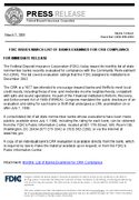 FDIC Issues March List of Banks Examined for CRA Compliance