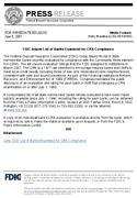 FDIC Issues List of Banks Examined for CRA Compliance
