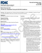 Bank Secrecy Act Provision for Independent Testing for BSAAML Compliance