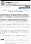 OneWest Bank FSB Pasadena California Assumes All of the Deposits of La Jolla Bank FSB La Jolla California