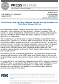 Pacific Western Bank San Diego California Assumes All of the Deposits of Los Padres Bank Solvang California