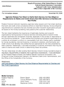 Joint ReleaseAgencies Release Fact Sheet to Clarify Bank Secrecy Act Due Diligence Requirements for Banks and Credit Unions that Offer Services to Charities and NonProfits