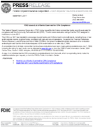 FDIC Issues List of Banks Examined for CRA Compliance