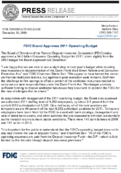 FDIC Board Approves 2011 Operating Budget