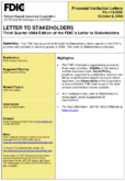 Third Quarter 2004 Edition of the FDICs Letter to Stakeholders